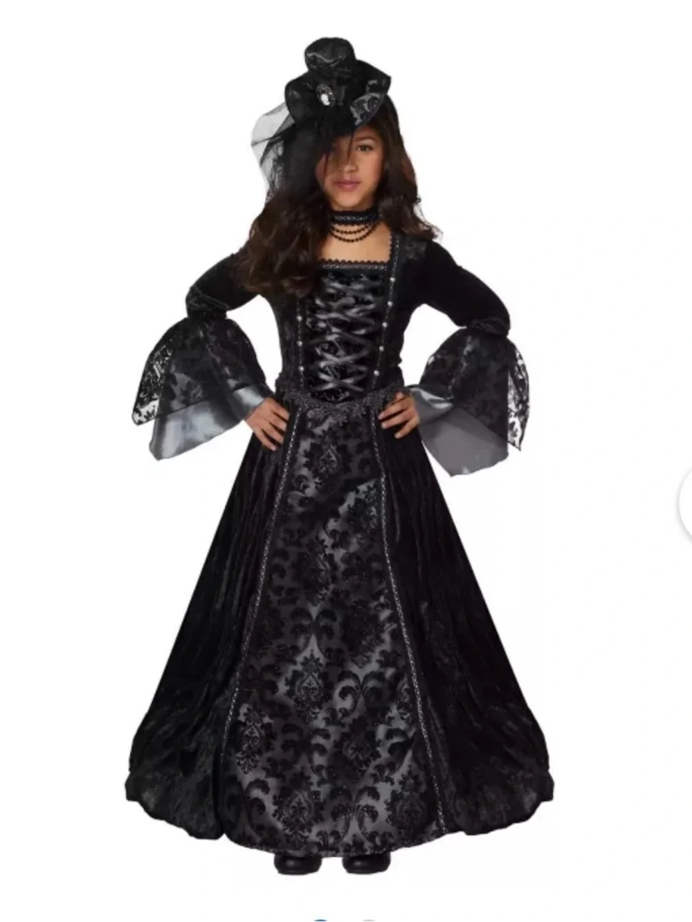 NEW Spirit Halloween Child’s Black Victorian Spirit Costume Size L